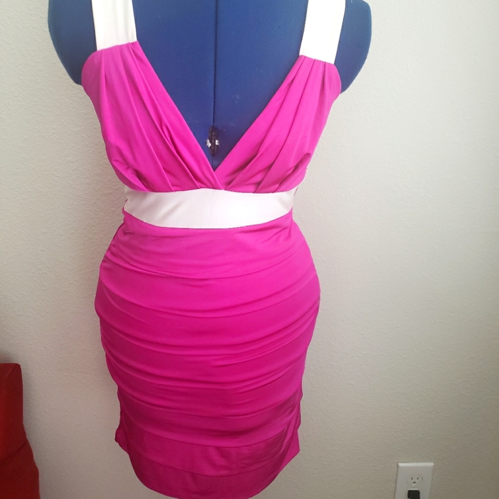 Fuschia and white dress